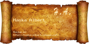 Haska Albert névjegykártya